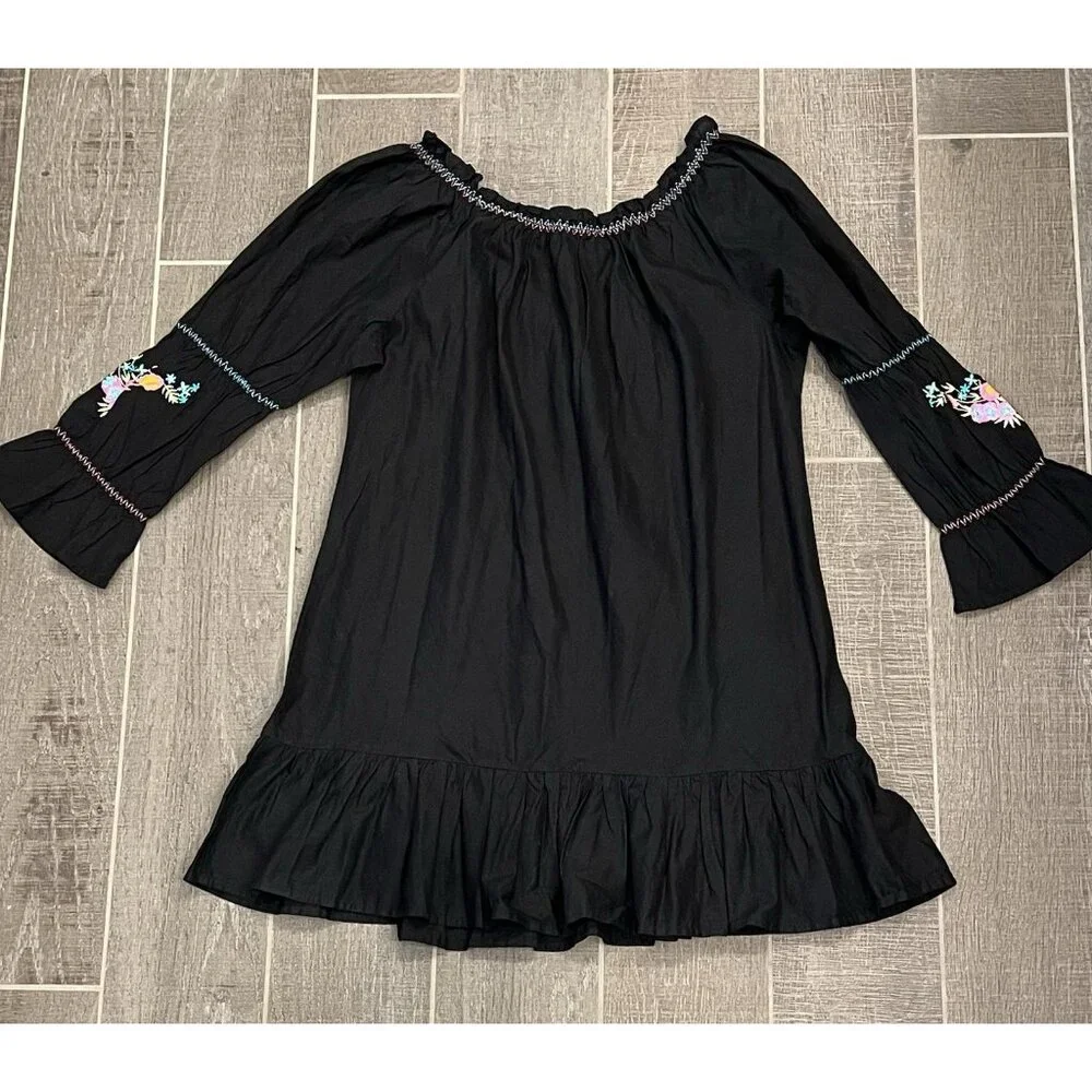 Betsey Johnson Intimates Tunic Dress Lounge Medium Size Cover Up Embroidered - Picture 2 of 9